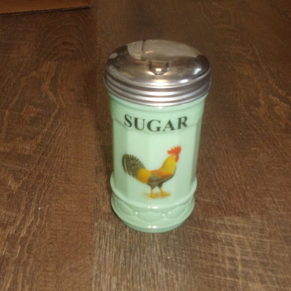 Jadeite sugar ribbed pourer rooster - Picture 1 of 1